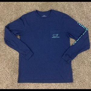 vineyard vines Men's Long-Sleeve Vintage Whale Pocket T-Shirt Size XS